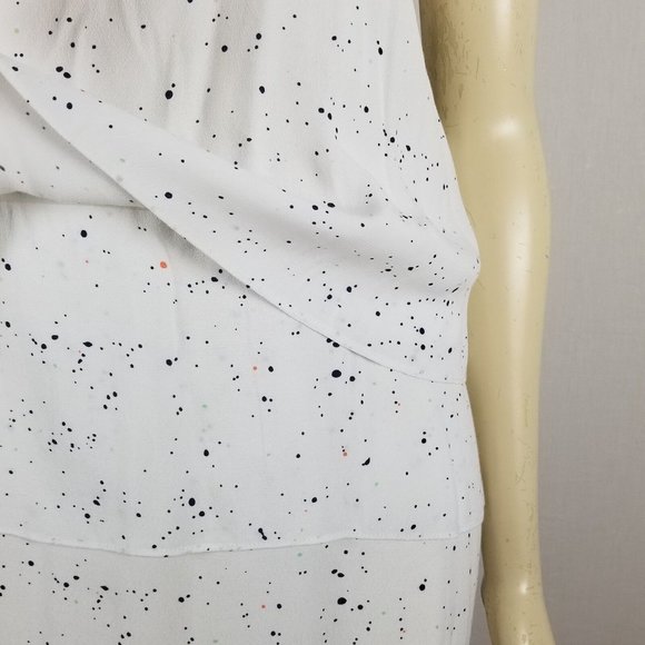 Metaphor sleeveless tiered comfortable rayon white dress with light polka dots L - Picture 7 of 12
